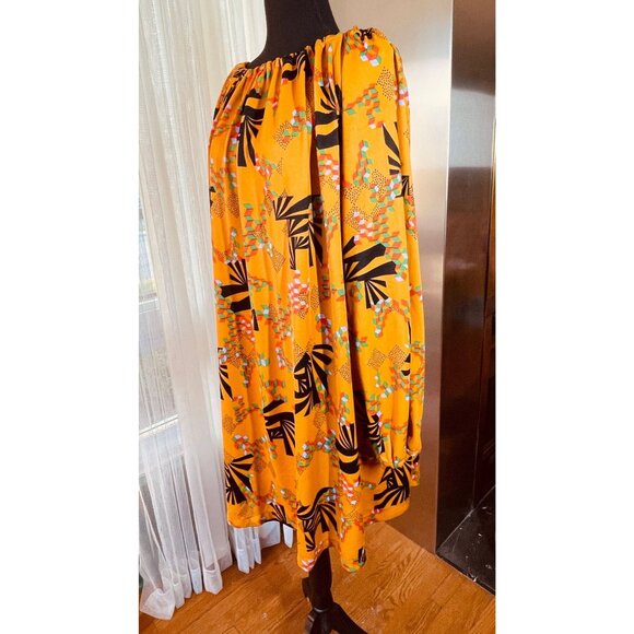 Vintage 70s oversized blouse, puffy sleeves top, yellow black green orange - Picture 3 of 9